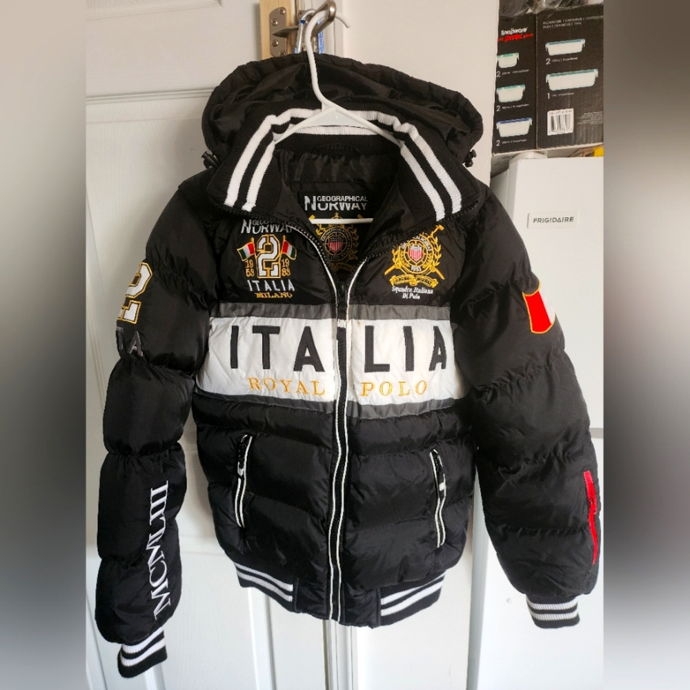 Geographical Norway Royal Polo Black and White Italia Di Polo Jacket
